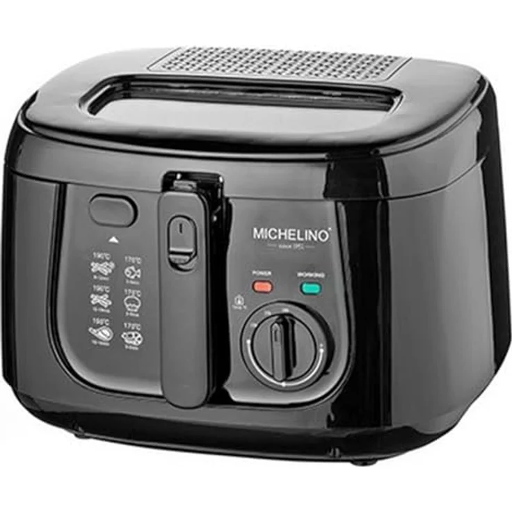 Michelino Kunststoff-Fritteuse 2,5 Liter schwarz 2 Kontrollleuchten Keramik-Antihaftbeschichteter Ölbehälter – Bild 3