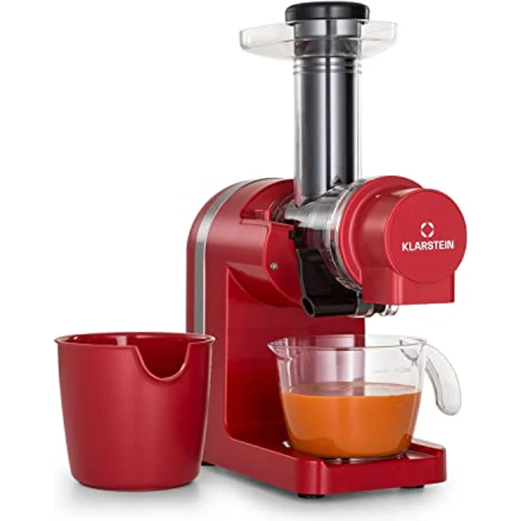 Klarstein Bella Elegance Saftpresse 200 W, Entsafter mit 400 ml, BPA-frei, rutschfester Standfuß, max. Dauerbetriebszeit: ca. 20 Minuten, einfache Reinigung, rot – Bild 1