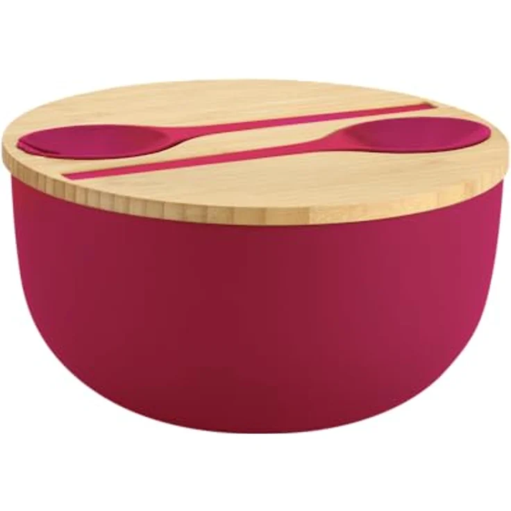 KESPER® Salatschüssel Set mit Deckel aus FSC®-zertifiziertem Bambus und Salatbesteck, Polypropylen, 4-teilig – Bild 2