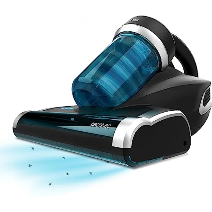 Cecotec Matratzen- und Polsterstaubsauger Conga 7000 Mattress. 700 W, 12 kPa, UV-C Ultraviolettlicht, Technologie mit motorisierter Bürste zur Milbenentfernung, Heißlufttechnologie., Schwarz