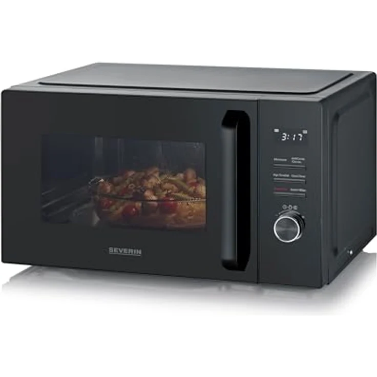 SEVERIN MW 7798, Mikrowelle mit Grill und Heißluft-Funktion bis 240°C, 29L, 900W, 11 Programme, inkl. 2 Grillroste, schwarz – Bild 2