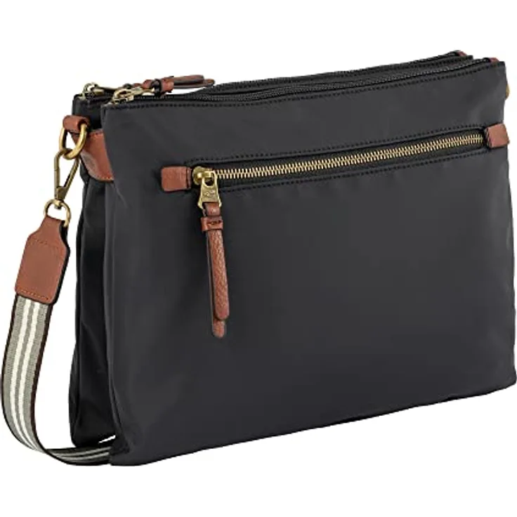 Camel Active Bari Umhängetasche, 33 cm, Schwarz, sportliche Handtasche mit mehreren Reißverschlusstaschen und modischem Umhängeriemen