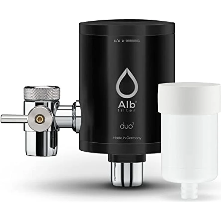 Alb Filter Duo Nano Wasserhahnfilter, Edelstahl Schwarz, Keimsperre mit 99,999% Bakterienfiltration und Vorfilter – Bild 1