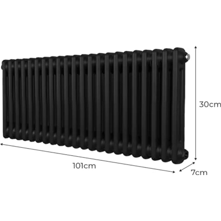 Monster Shop Traditioneller 2-Spalten-Heizkörper 300 x 1012mm | Horizontaler Wandheizkörper | Matt Schwarz Kohlenstoffstahl | Hohe Wärmeleistung 2413 BTU, Stabile Montage & Qualitätsgarantie – Bild 5