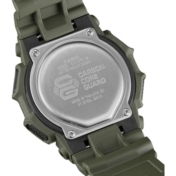 Casio G-Shock Classic Digital-Herrenuhr Khakigrün GD-010-3ER, Kunststoffarmband in grün, silbernes Zifferblatt – Bild 4
