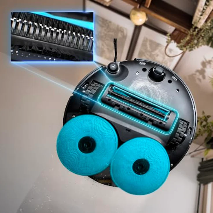 Cecotec Conga X100, Staubsauger-Roboter mit 20.000 Pa Saugkraft, Wischfunktion, KI-Navigation, Schwarz/Grau – Bild 6