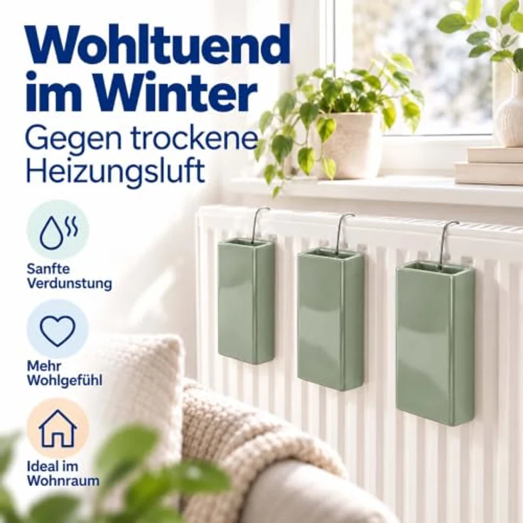 relaxdays Luftbefeuchter Heizung 4er Set, 0.4 l Wassertank, passiv, dekorativ, Türkis – Bild 3