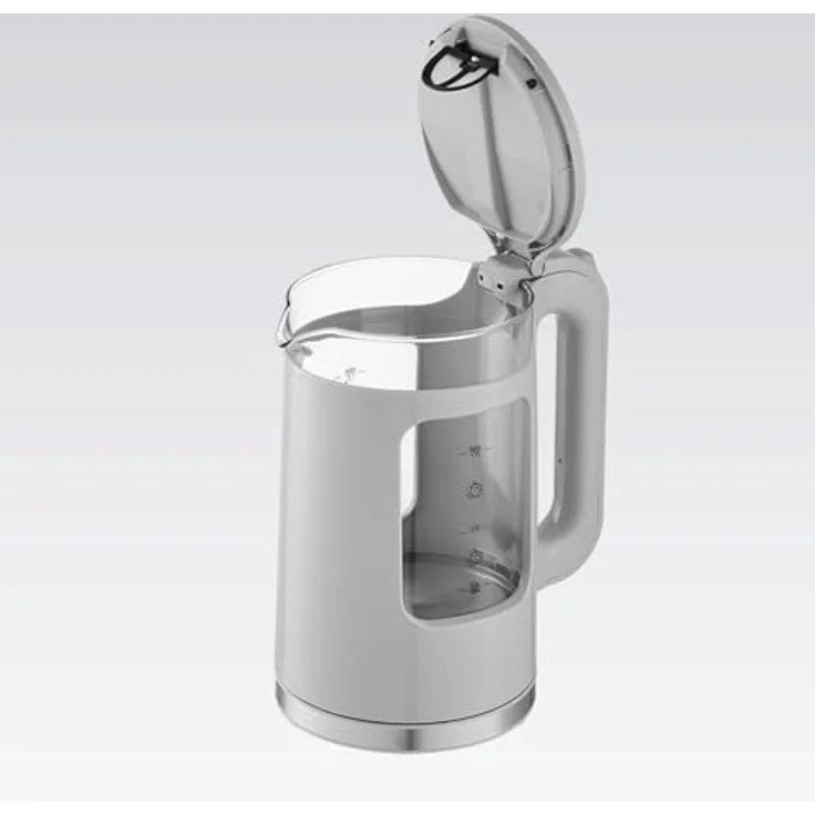 Maestro MR-065, Elektrischer Glas-Wasserkocher 1,7l, 2200W, grau, mit Wasserstandsanzeige und LED-Beleuchtung – Bild 3