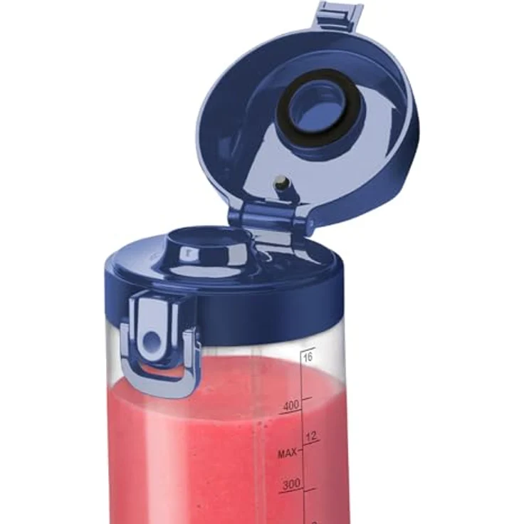NutriBullet Tragbarer 60-W-Mixer in Marineblau – leistungsstarke Extraktorklinge, 590-ml-Tasse, To-Go-Deckel, USB-C-Ladekabel – Bild 3