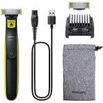 Philips OneBlade Face - Trimmen, Stylen und Rasieren, inkl. 2 x Klingen, 5-in-1-Kammaufsatz & Tasche (Modell QP2724/30)