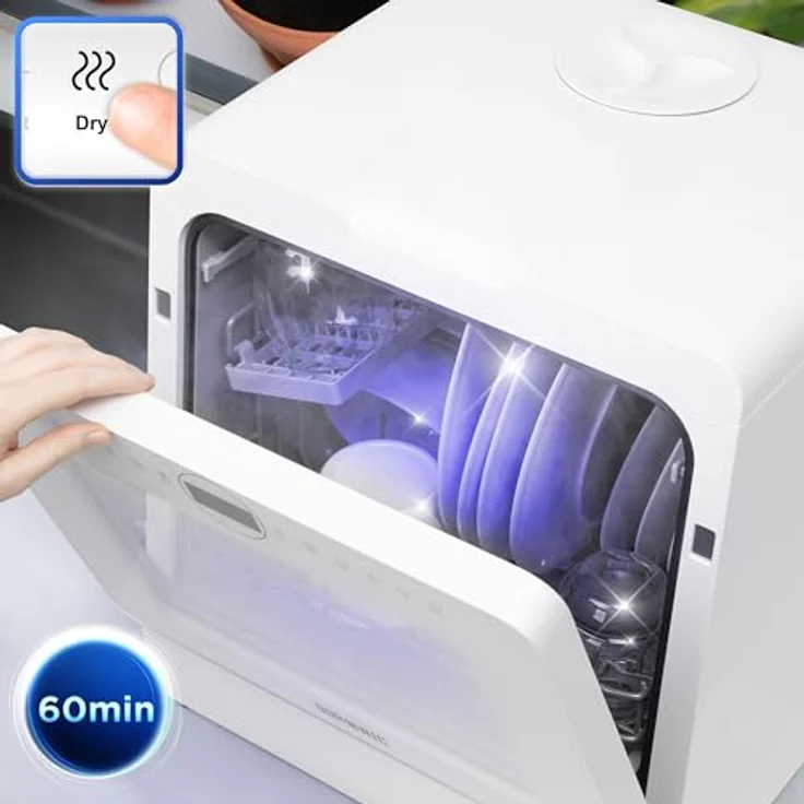 Duronic DW5 WE, Tischgeschirrspüler für 3 Gedecke mit 6 Programmen, 5 l Wassertank, ideal für Wohnmobile und kleine Küchen, in Weiß – Bild 8