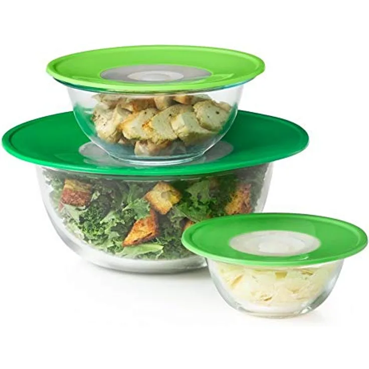 OXO Good Grips 3-Piece Reusable Silicone Lid and Splatter Guard Set Dreiteiliges Wiederverwendbarer Silikondeckel-15cm, 20cm & 28cm, Grün/klar, S, M, & L