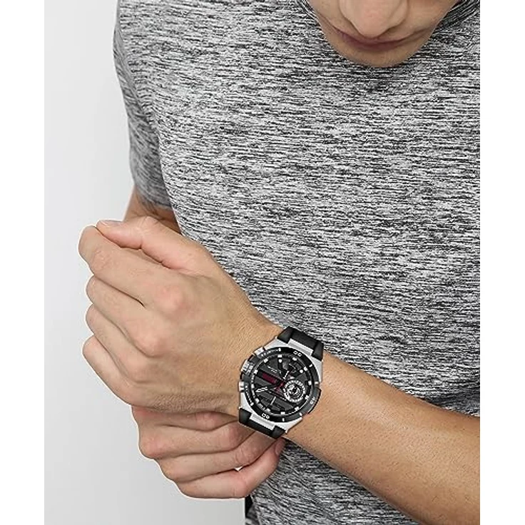 HUGO Multi Zifferblatt Quarz Uhr Herren #WILD, schwarzes Lederarmband, wasserdicht bis 5 bar, 46 mm Gehäusedurchmesser – Bild 4