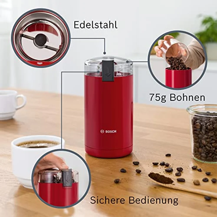 Bosch TSM6A014R Kaffeemühle, Rot – Bild 2