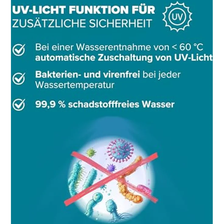 Health Rise Pure Water Pro Umkehrosmose Wasserfilter mit Heißwasserspender, 4,5 Liter Tank, schwarz – Bild 4