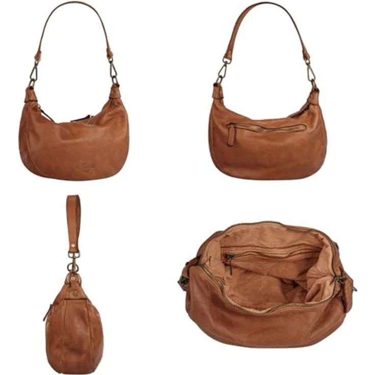 Samantha Look Umhängetasche, echt Leder, Made in Italy, 21 cm x 28 cm x 8 cm, abnehmbarer Henkel, verstellbarer Schultergurt, Smartphonefach bis 6,7 Zoll – Bild 2