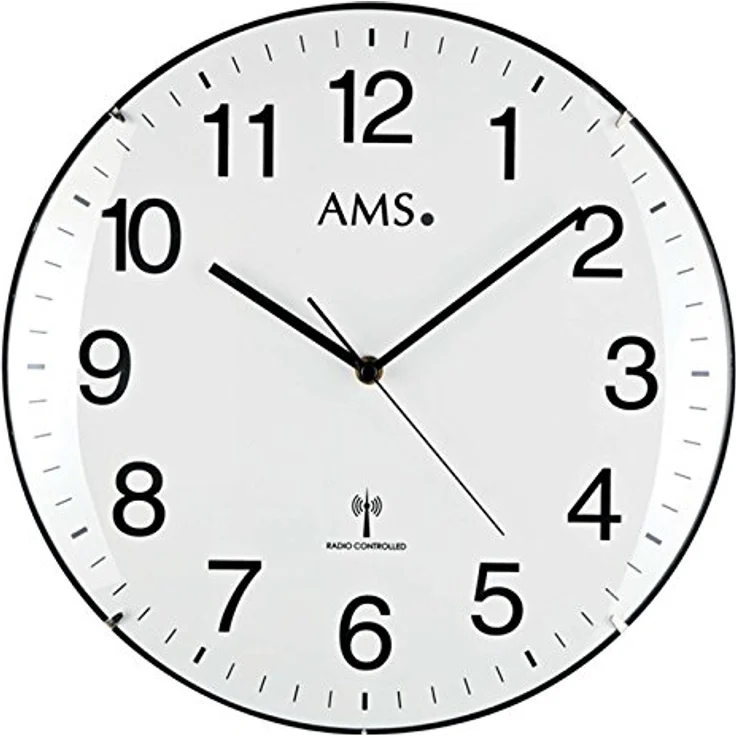 AMS Funk-Wanduhr, Holz, Mehrfarbig, 34 x 34 x 7 cm – Bild 2