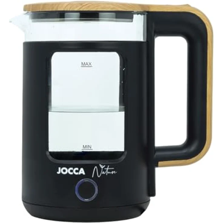 Jocca Wasserkocher 1,8 Liter Schwarz 360° Drehbare Basis Automatische Abschaltung Borosilikatglas – Bild 4