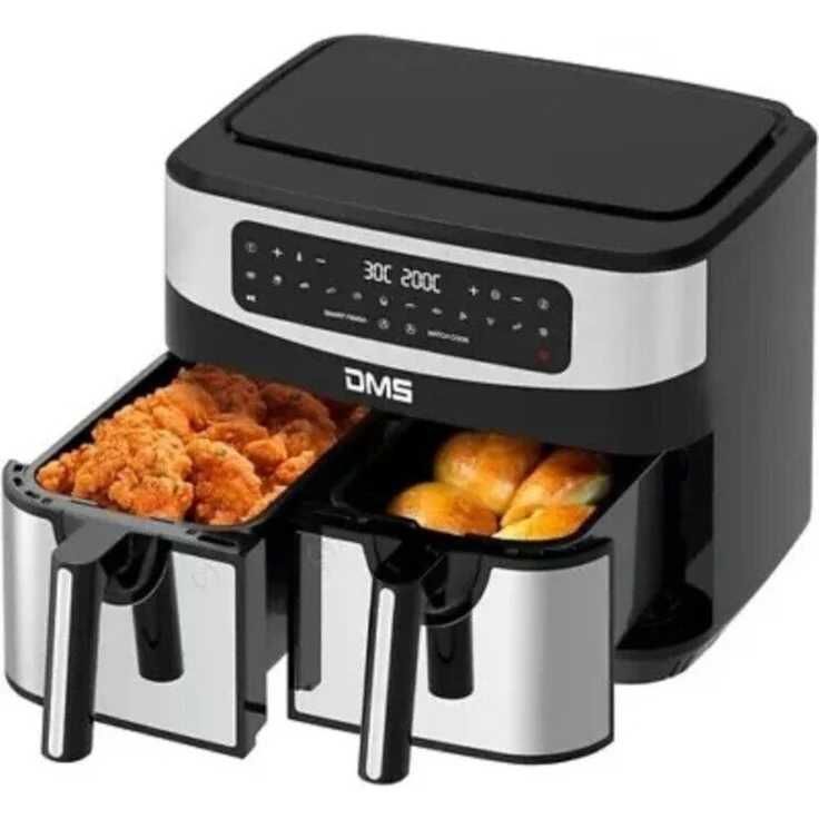DMS Heißluftfritteuse DMS 11L Doppel-Heißluftfritteuse Digital HF-11S, 2400 W in Schwarz