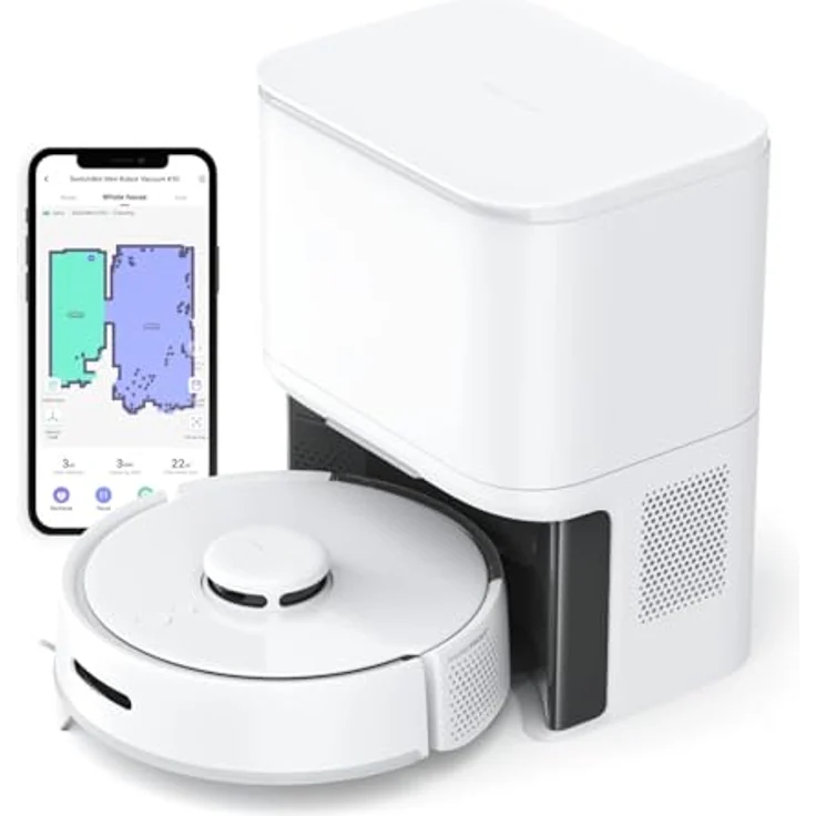 SwitchBot Minisaugroboter K10+ mit Absaugstation für 70 Tage Reinigung, LiDAR-Navigation, Smarte Kartierung, 2500Pa Saugkraft, 48dB Ultraleise, 150Mins Max, kompatibel mit Alexa, 2.4G WiFi-Verbindung – Bild 1