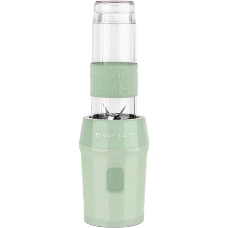 SWEISS Mini-Mixer MOOV7, Tragbarer Smoothie-Mixer mit 300 W, 2 Trinkflaschen à 570 ml, 4 Edelstahlklingen, spülmaschinengeeignet, Grün – Bild 3