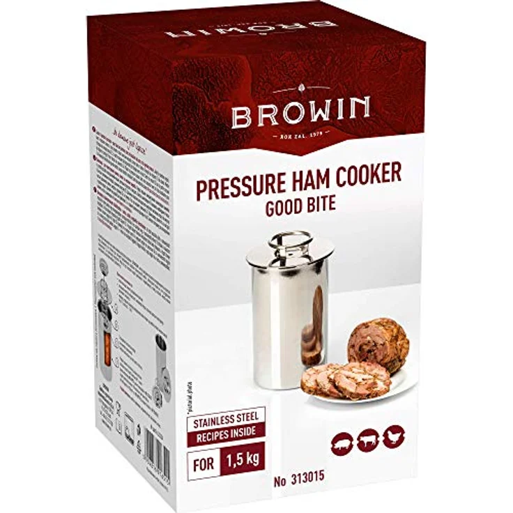 Browin 313015 Schinkenkocher Druckschinkenkocher, Kocher, Schinkernpresse, Pastetenkocher, Druckkochtopf (für 1,5kg Fleisch), Edelstahl, Stahl, für 1.5kg – Bild 5