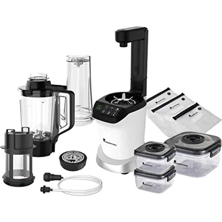 MasterPRO Trio Nutrimix | 3 in 1 Mixer Set | 1000 W Vakuumverpackungsset mit 1,5L Fassungsvermögen | 7 Automatikprogramme | Inklusive Zubehör