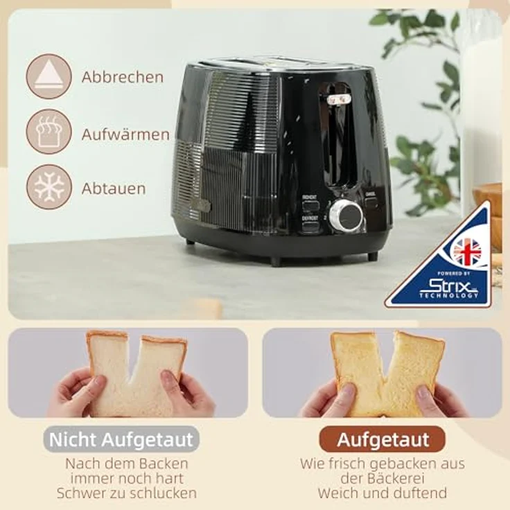 HOMCOM Toaster 1.7 L, 2200 W mit automatischer Zentrierung und Krümelfach, Schwarz – Bild 4