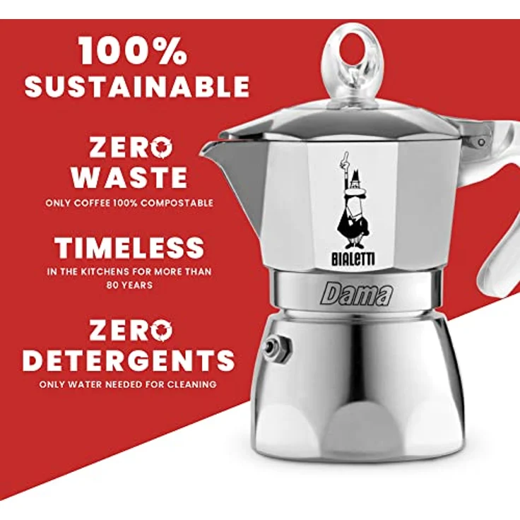 Bialetti New DAMA PURE ICE, Espressokocher für 1 Tasse, Aluminium mit Silikongriff, Silber – Bild 6