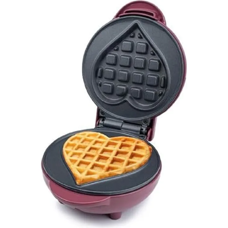 Korona 41006 Mini-Herzwaffeleisen | Belgische Waffel in Herzform ca. 9,5 cm | Für Zwischendurch, Party oder Kindergeburtstag | Geeignet für Waffeln am Stiel | Retro-Design | 550 Watt max.