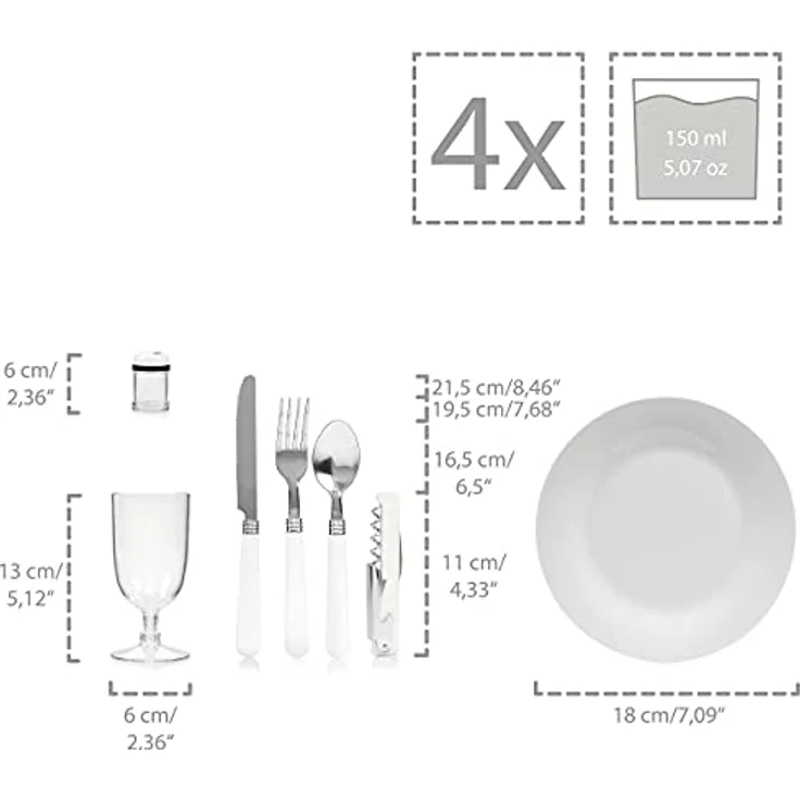 SÄNGER Picknickkorb Sylt (Set, 24 St., 4 Personen), inkl. Picknickdecke & Geschirr, Weidekorb mit integrierter Kühltasche, Porzellanteller & Kunststoffgläser – Bild 4
