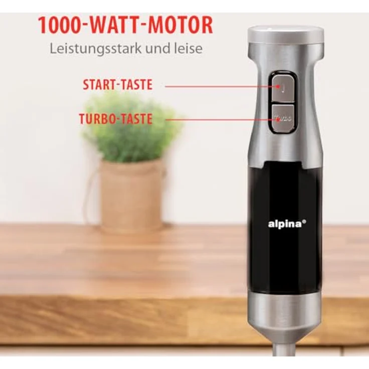 Alpina Stabmixer 1000W, inklusive Becher, leistungsstarker Küchengerät – Bild 5