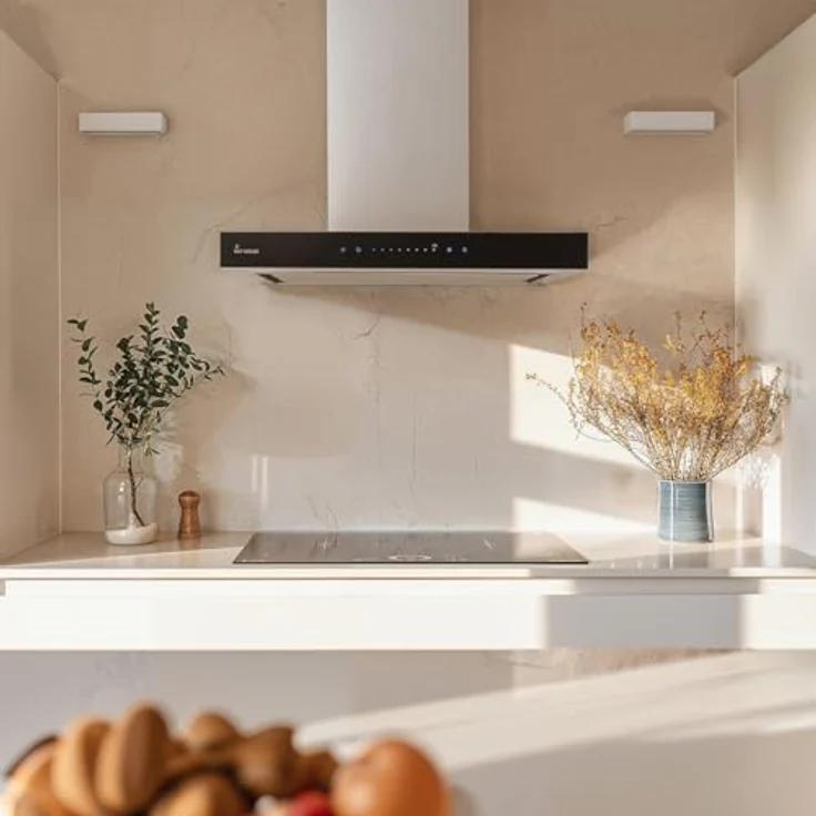 KKT KOLBE FLAT6006ED Dunstabzugshaube 60 cm, Wandhaube aus Edelstahl mit schwarzem Glas, Umluft/Abluft, WLAN, Nachlaufautomatik, SensorTouch Bedienung, Energieeffizienzklasse A++ – Bild 2