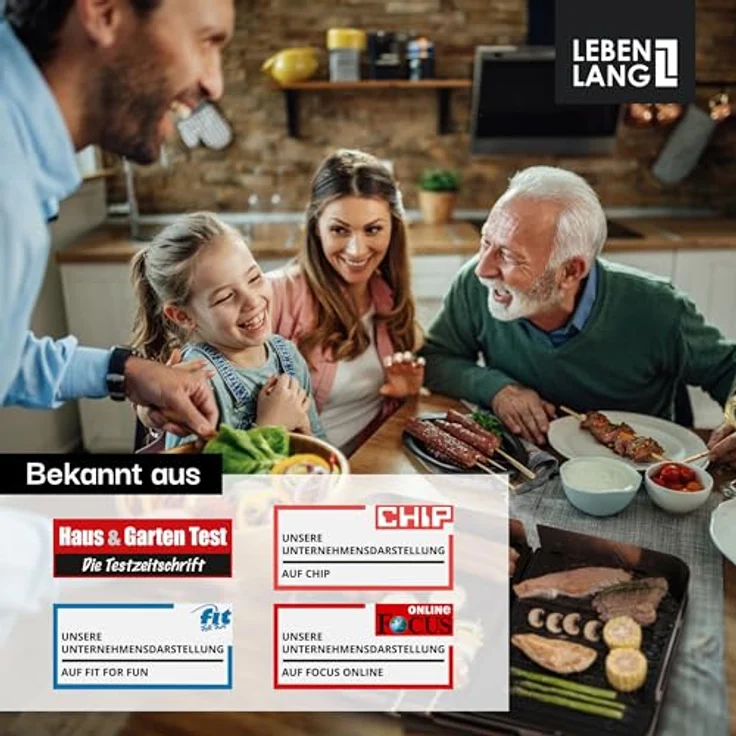 Lebenlang Tischgrill Elektrogrill mit TÜV & GS 2200W Indoor & Outdoor XXL, reduzierte Rauchentwicklung, einfache Reinigung – Bild 7