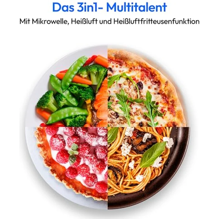 Medion MD 11499 Mikrowelle mit Grill und Heißluftfritteuse 25L, Mikrowelle, Schwarz, Silber – Bild 7