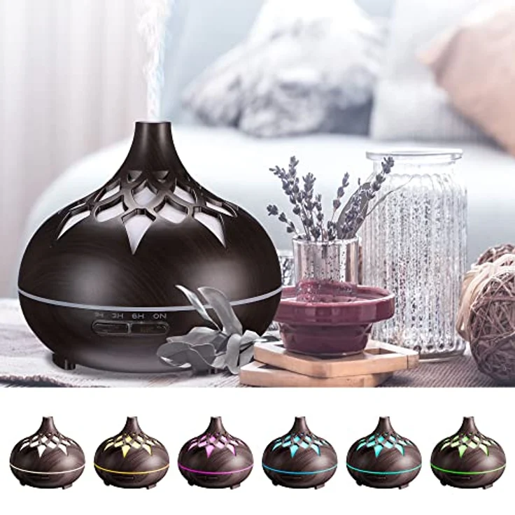Sixtol Aroma Diffusor Palme dunkles Holz 500ml, Design elektrischer Luftbefeuchter – Bild 4