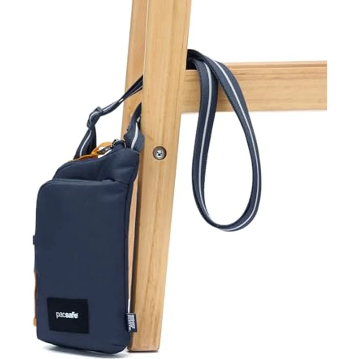 Pacsafe GO Tech, Anti-Diebstahl Handtasche aus reiß- und schnittfestem Material, Blau mit RFID-Schutz – Bild 7