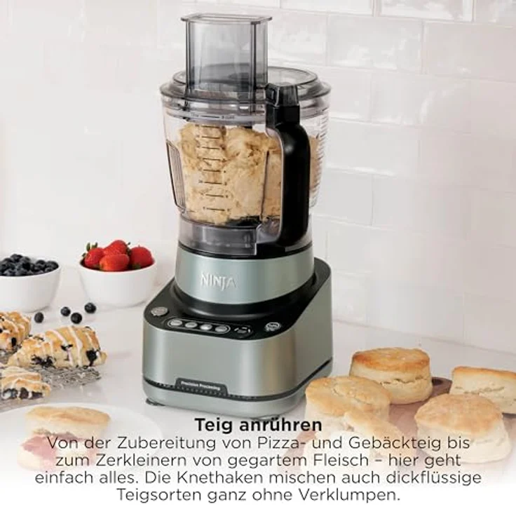 Ninja PrecisionPro BZ651EU Küchenmaschine 850 W, 2,1 l BPA-freie Schüssel, Auto-iQ Programme, Edelstahlmesser, grau – Bild 6