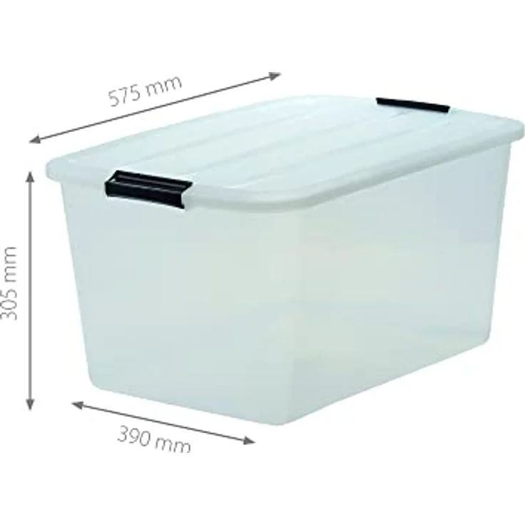 IRIS 6er-Set stapelbare Aufbewahrungsboxen 'Top Box', mit Deckel und Klickverschluss, 45 Liter, Kunststoff - Plastik, transparent – Bild 5