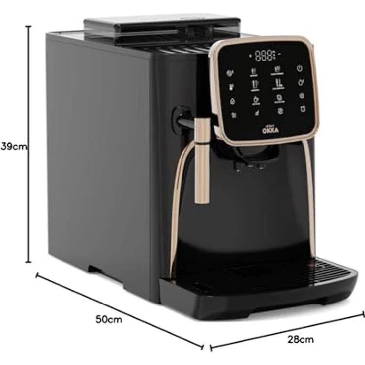 Arzum Okka Pro OK0030-0400 Vollautomatische Espressomaschine Kaffeemaschine Chrom mit Touchscreen und 19 Bar Pumpendruck – Bild 3