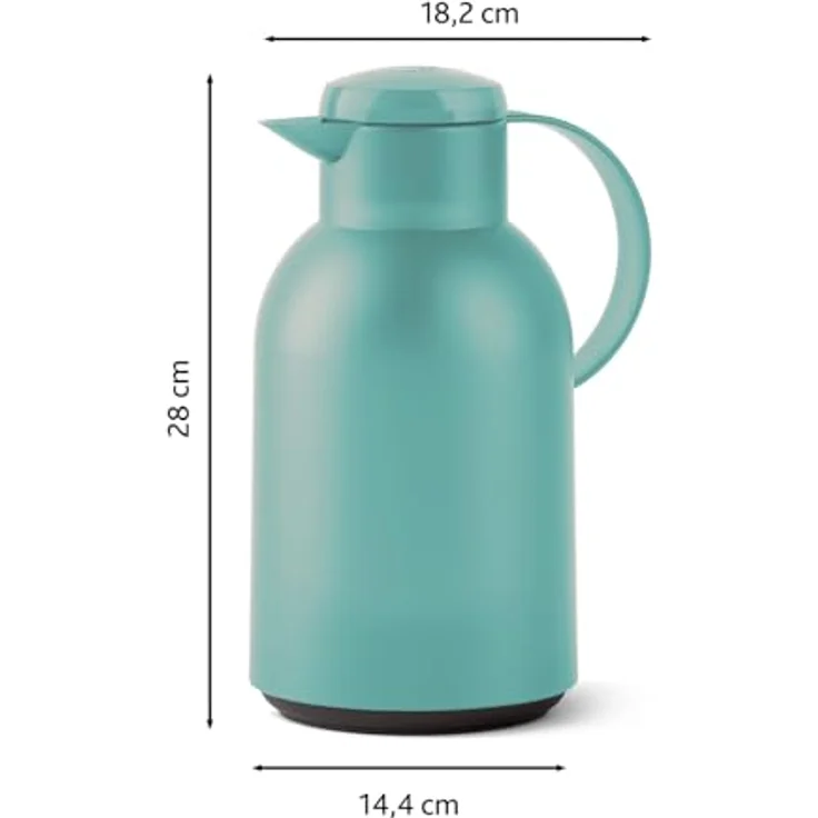 Emsa N4012100 Samba Isolierkanne (1,5 Liter, Quick Press Verschluss, 12h heiß und 24h kalt) Transluzent-Dunkelgrün – Bild 10