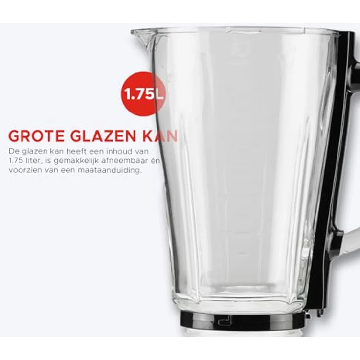 Bourgini 21.3002.00.00, Standmixer mit 1000 Watt Leistung, herausnehmbarem Behälter, transparent schwarz – Bild 2
