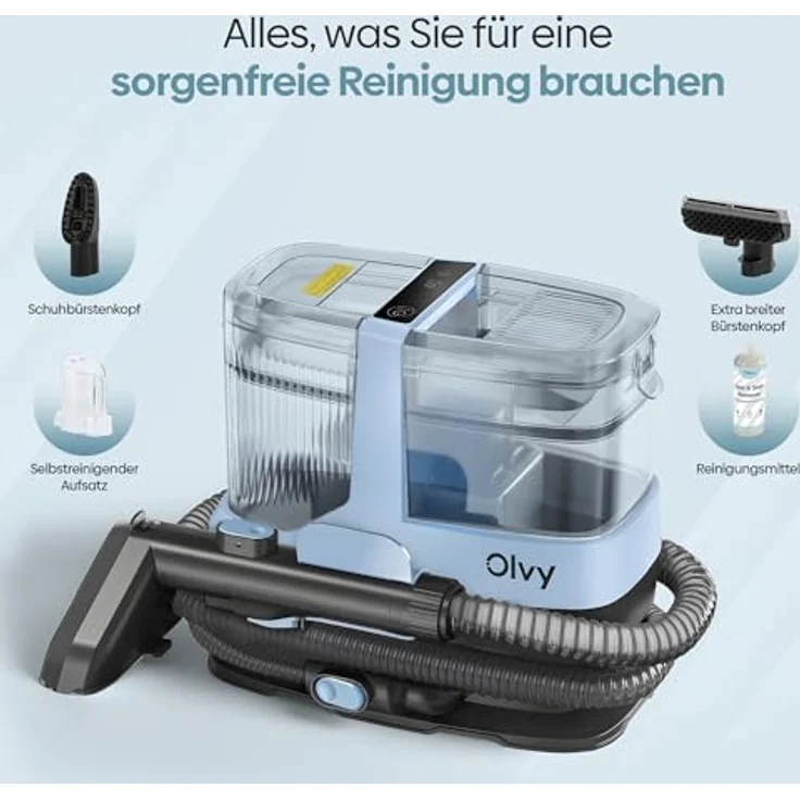 Olvy Teppichreiniger Waschsauger 17.000 PA, leistungsstarker Nasssauger für Sofa, Auto & Teppich, inkl. Zubehör & Reinigungsmittel – Bild 4