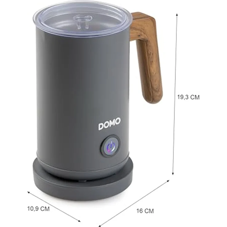 DOMO DO745MF Milchaufschäumer 'Wood You' - Mattgrau - 500 W, 3 Funktionen, drehbar, automatische Abschaltung – Bild 3