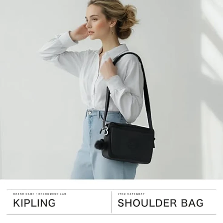 Kipling Basic Abanu M, Umhängetasche 24 cm aus robustem Material, grau mit verstellbarem Schultergurt und Seitentaschen – Bild 3