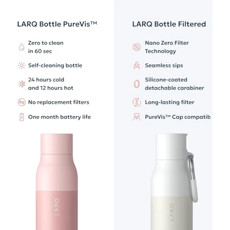 LARQ Trinkflasche selbstreinigend PureVis isoliert 500 ml Himalaya pink – Bild 8