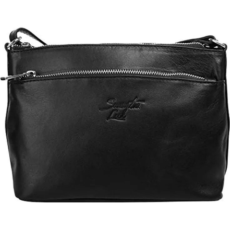 Samantha Look Umhängetasche, echt Leder, Made in Italy, 23 cm x 17 cm x 8 cm, stufenlos verstellbarer Schultergurt, mehrere Fächer mit Reißverschluss
