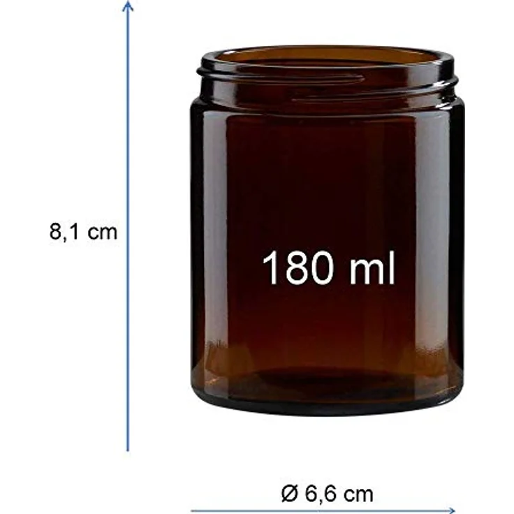 Viva Haushaltswaren 6 braune Glastiegel 180ml - Salbentiegel-Cremetiegel Gewürzgläser aus Braunglas inkl. Beschriftungsetiketten Glasdose, Glas, 6.6 x 6.6 x 8.1 cm, 6-Einheiten – Bild 9