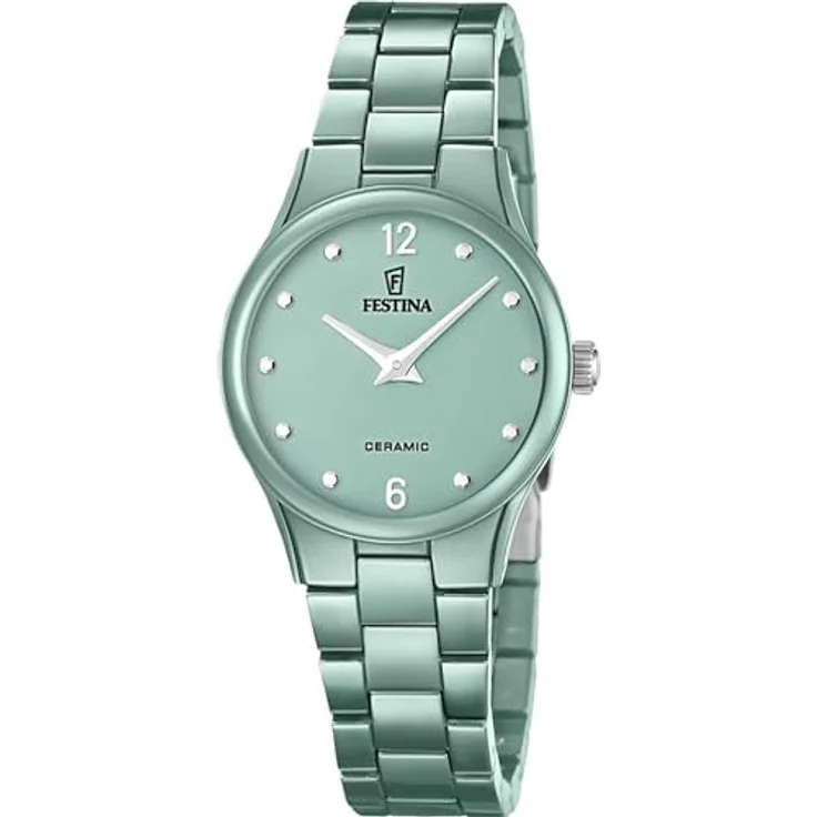 Festina Damenuhr Keramik F20751/3, salbeigrün mit analoger Anzeige und Japanischem Quarzwerk – Bild 1