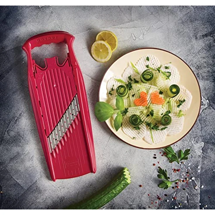 Börner Gemüseschneider Welle-Waffel PowerLine, Gitterkartoffel-Schneider mit 3 Schnittstärken, integriertem Kindersicherung, ergonomischem Griff und mikrofein-geschliffenen Edelstahlmessern, BPA-frei – Bild 2